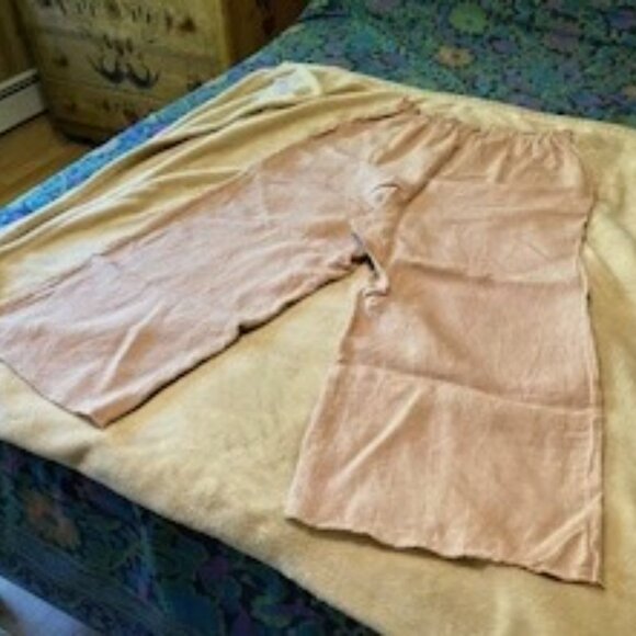 XL Bundle of 2 Linen gaucho pants, wide elastic waist 32-40", tan and rust - Picture 8 of 13